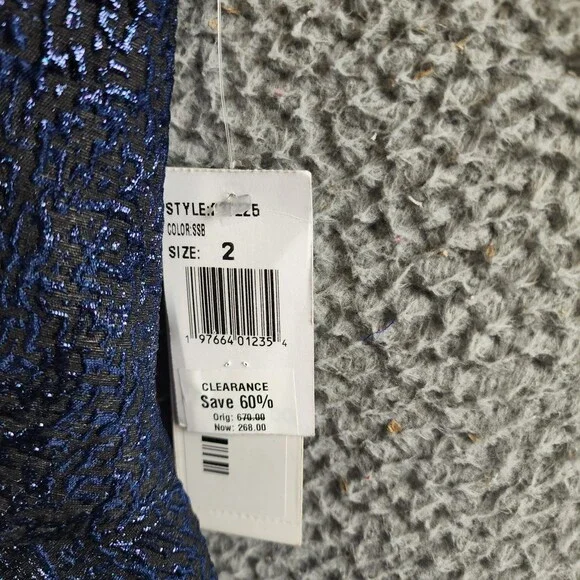 Teri Jon by Rickie Freeman Off-the-Shoulder Metallic Jacquard Dress Women's 2 - Picture 5 of 14